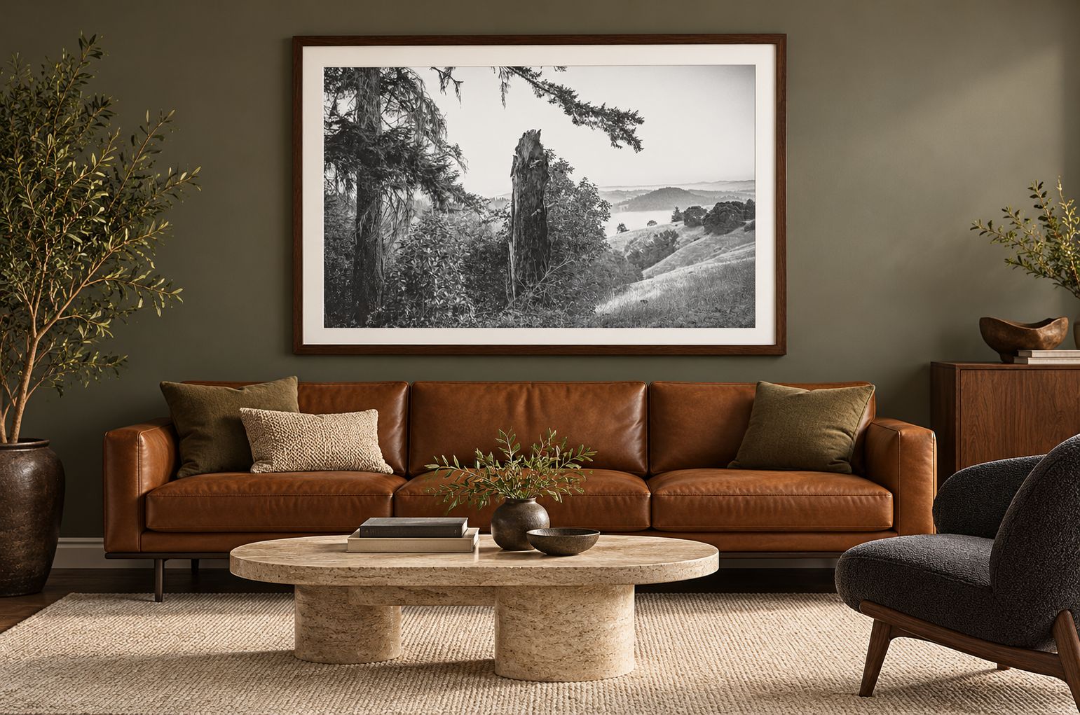 Plate 11 at 40 x 60, Sentinel, framed in a room